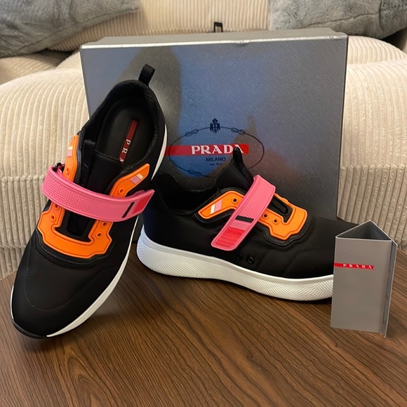 Prada Calzature Donna *3E6322 Nero Orange - *NYLON 2* size 40 - Picture 1 of 17